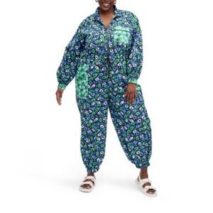 Diane Von Furstenberg Jumpsuit Nylon Jazz Dot Green Sports Size 1X NWT